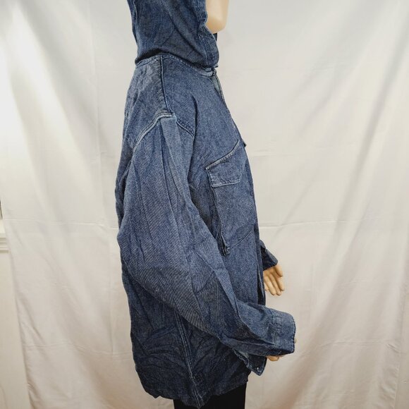 Levi's Warm Sutter Hooded Overshirt Navy XL OverSized Cottonized Hemp NWT - Picture 7 of 16